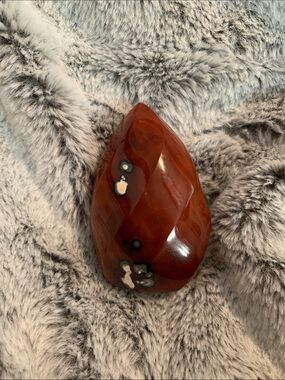 Handcrafted Carnelian Decorative Stone - Rich Red Accent